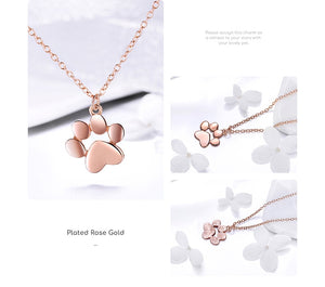 Paw Necklace (925 Sterling Silver/Rose)