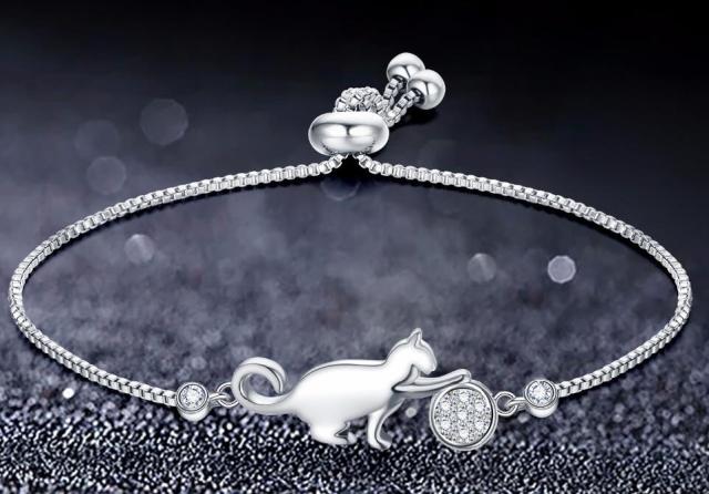 Cat & Ball - Silver Bracelet
