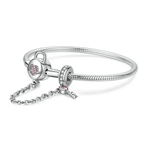 Heart-Lock Sterling - Charm Bracelet