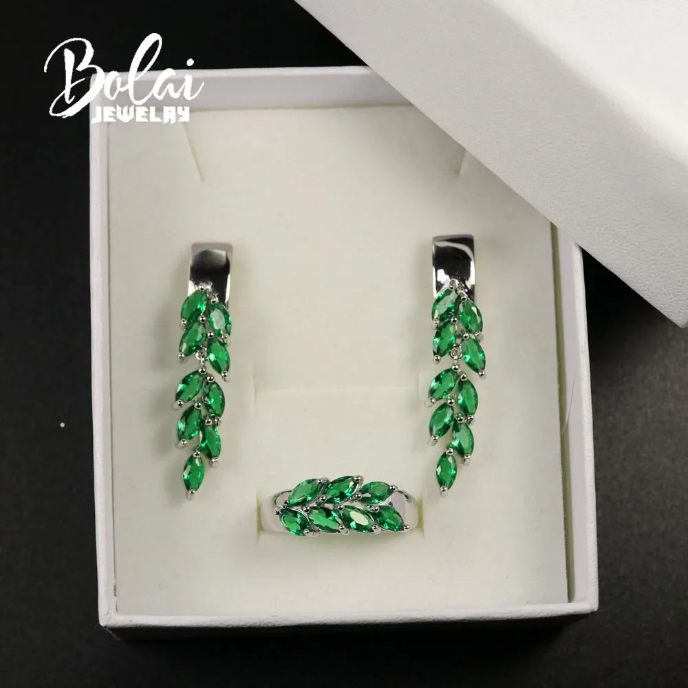 Emerald (925 sterling silver) Jewelry Set