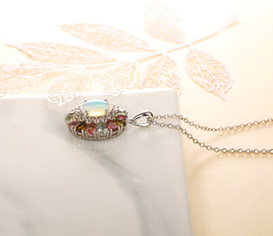 Opal Flower - Sterling Necklace