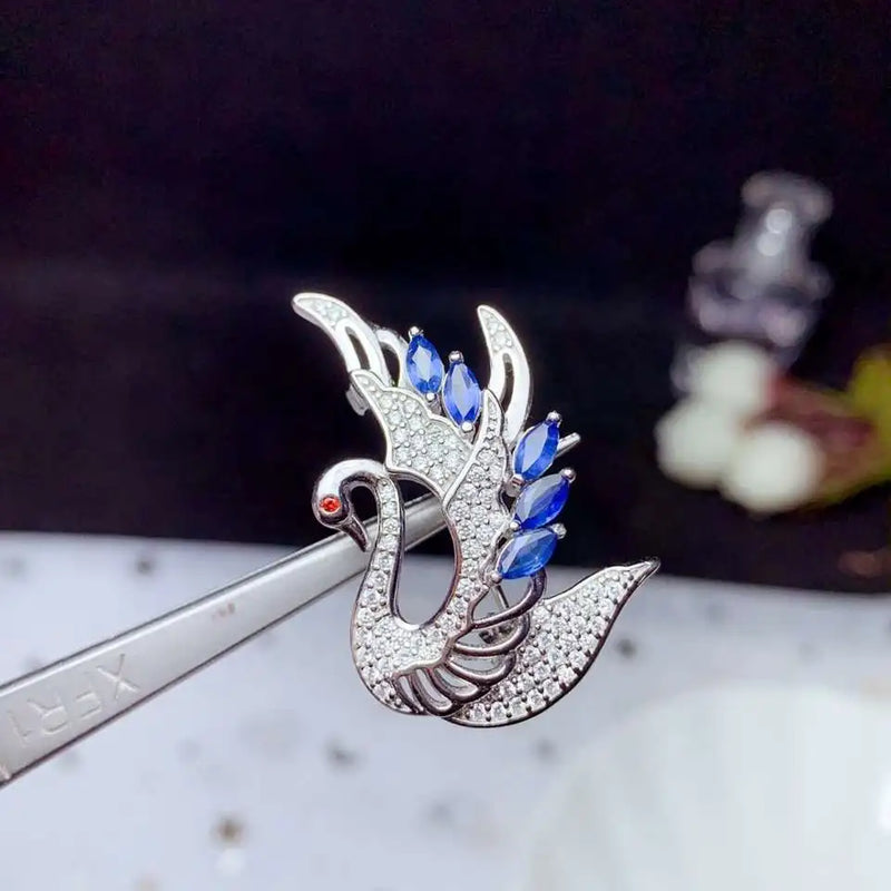 Brooch 925 Silver Swan Jewelry