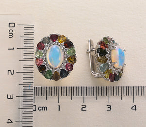 Opal Flower - Sterling Earrings