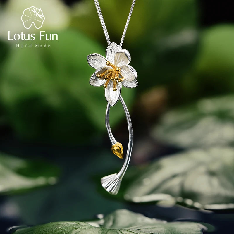 Lotus Flower - Sterling Necklace