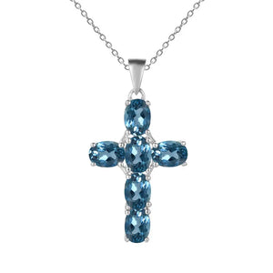 Multicolor Amethyst/Topaz (925 Sterling) Cross Necklace (USA)