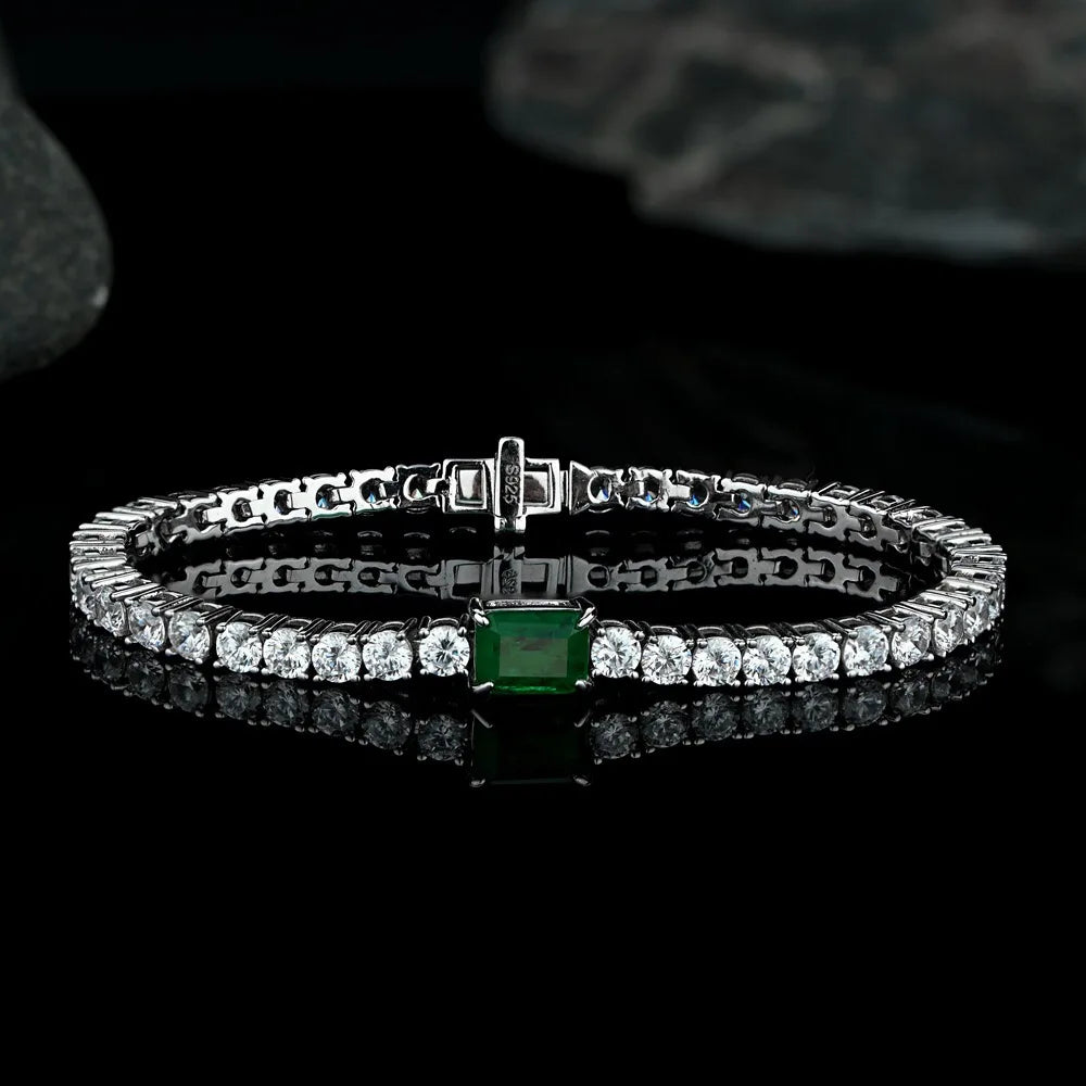 Sterling/Emerald (15-18cm) Bracelet
