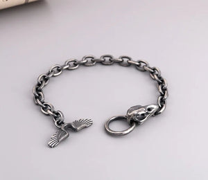 Handmade 925 Silver Skull Mens Bracelet