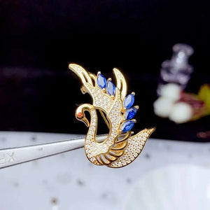 Brooch 925 Silver Swan Jewelry