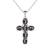 Multicolor Amethyst/Topaz (925 Sterling) Cross Necklace (USA)