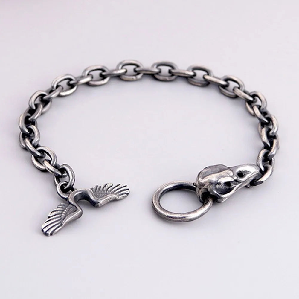 Handmade 925 Silver Skull Mens Bracelet