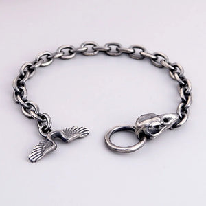 Handmade 925 Silver Skull Mens Bracelet