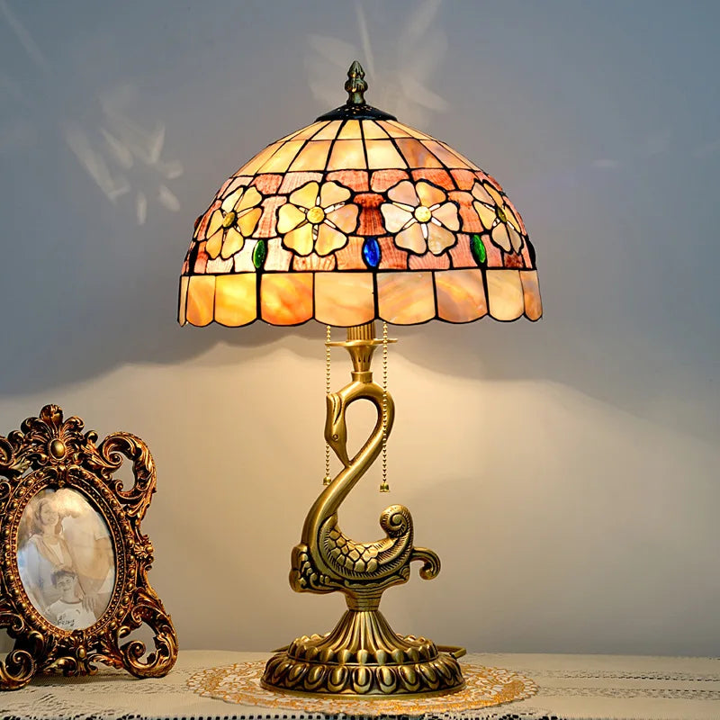 Tiffany Swan Table Lamp