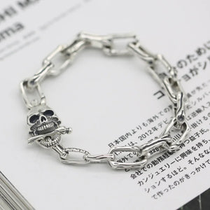 Sterling 925 Silver Men's Skull Bracelet