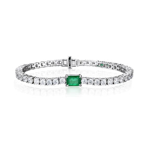 Sterling/Emerald (15-18cm) Bracelet