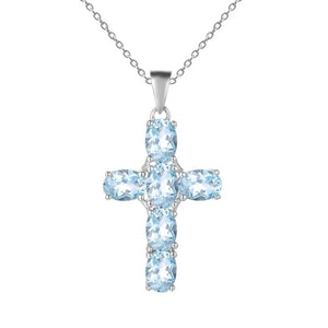 Multicolor Amethyst/Topaz (925 Sterling) Cross Necklace (USA)