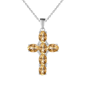 Multicolor Amethyst/Topaz (925 Sterling) Cross Necklace (USA)