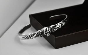 Gothic Silver 925 Skull Cuff Bangle