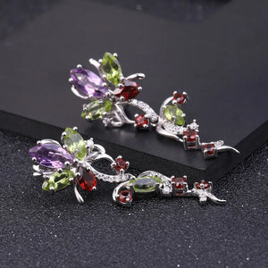 Multicolor Sterling Amethyst Earrings (USA)