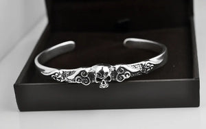 Gothic Silver 925 Skull Cuff Bangle