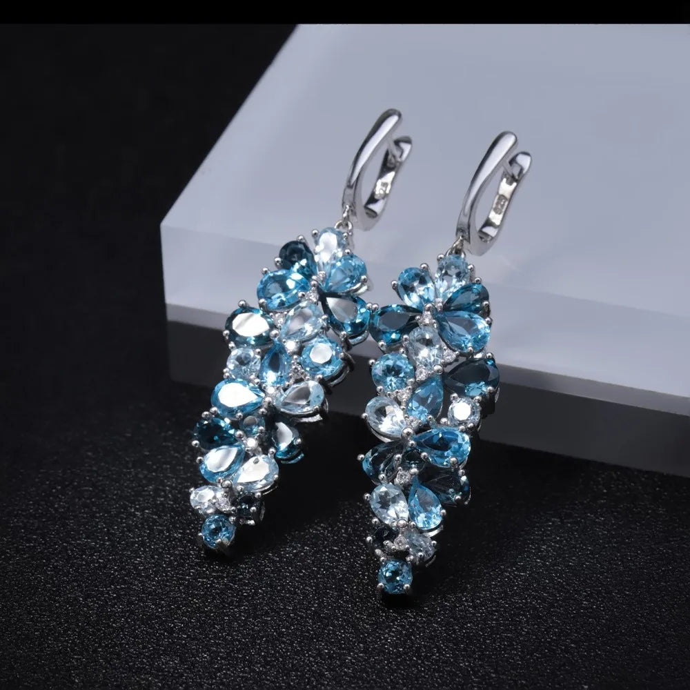London (Blue Topaz 925 sterling) Earrings (USA)