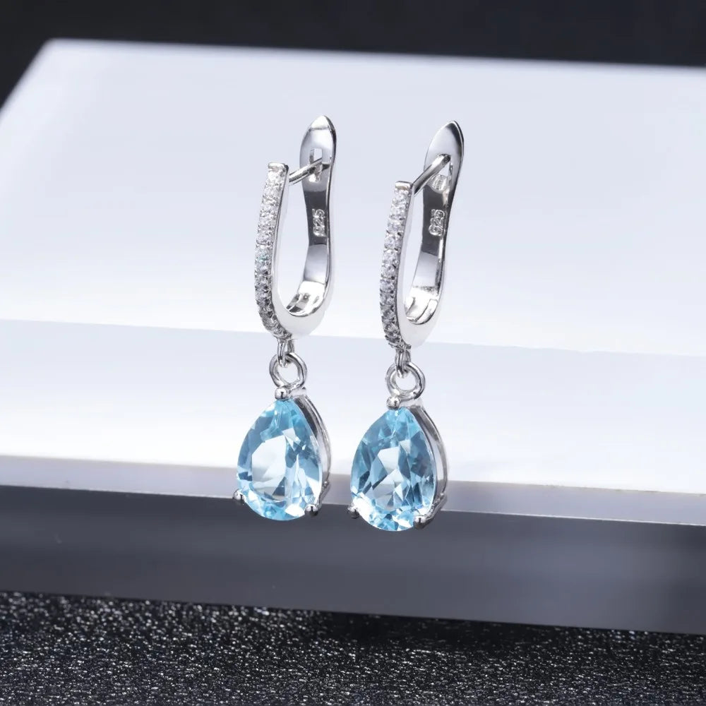 Sky Blue Topaz 925 Earrings (USA)