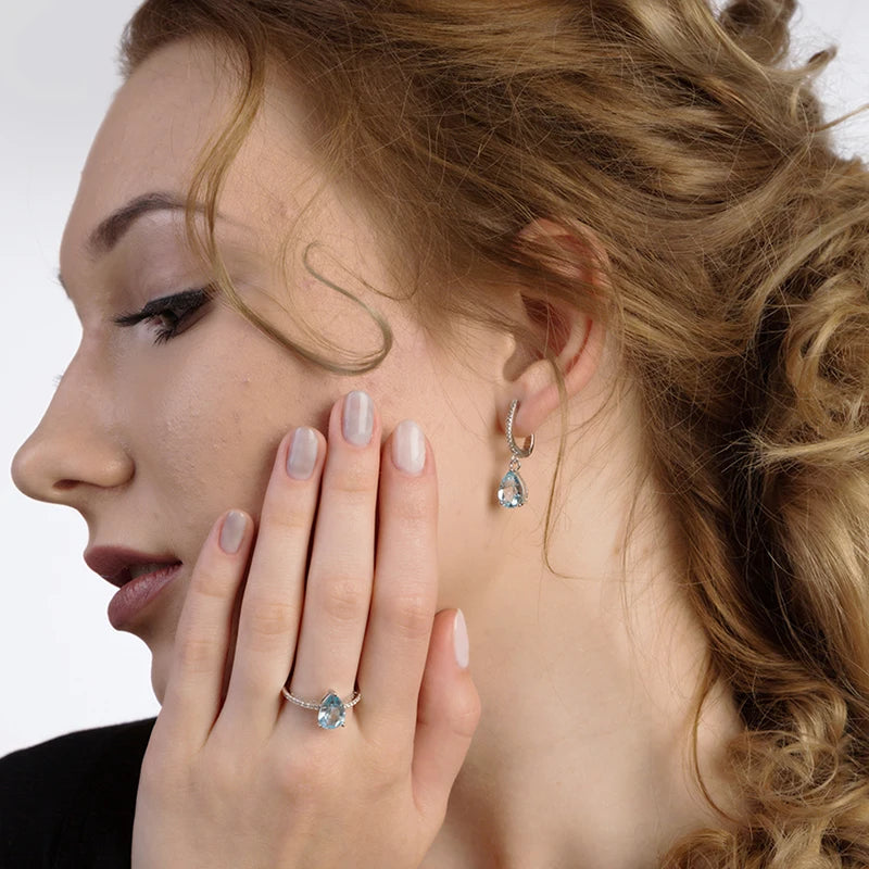 Sky Blue Topaz 925 Earrings (USA)