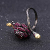 Rose Flower Garnet Ring USA