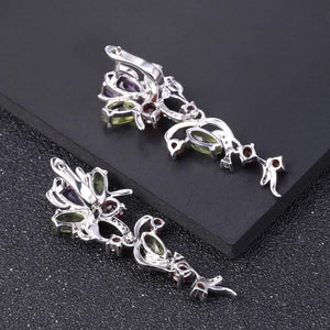 Multicolor Sterling Amethyst Earrings (USA)