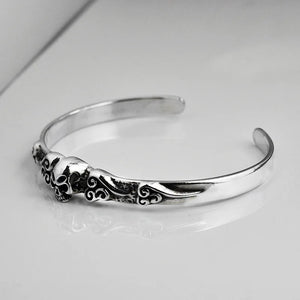 Gothic Silver 925 Skull Cuff Bangle