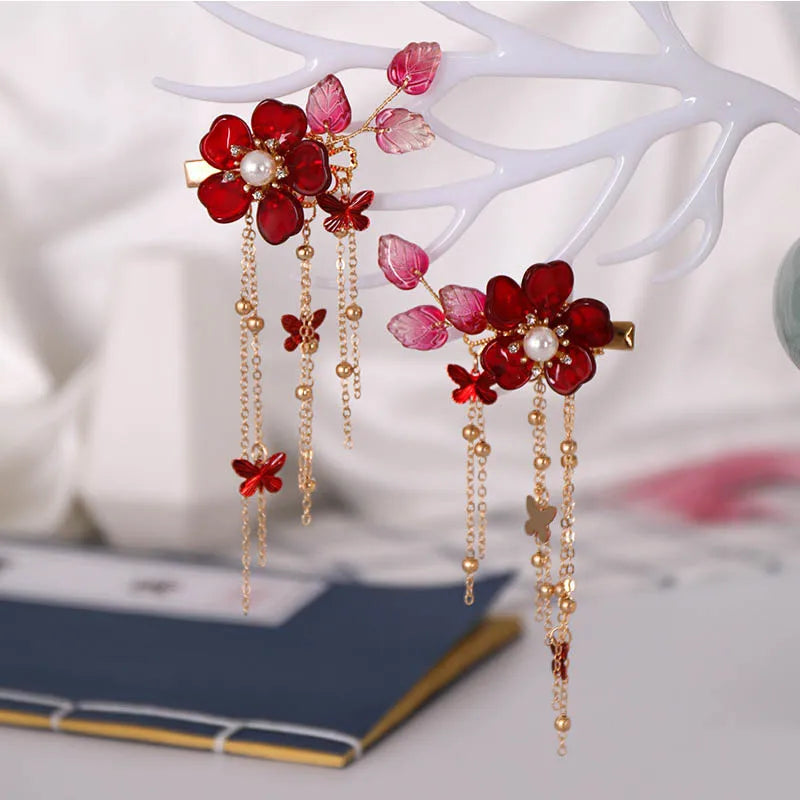 Butterfly Flower Hairclips (1pair)