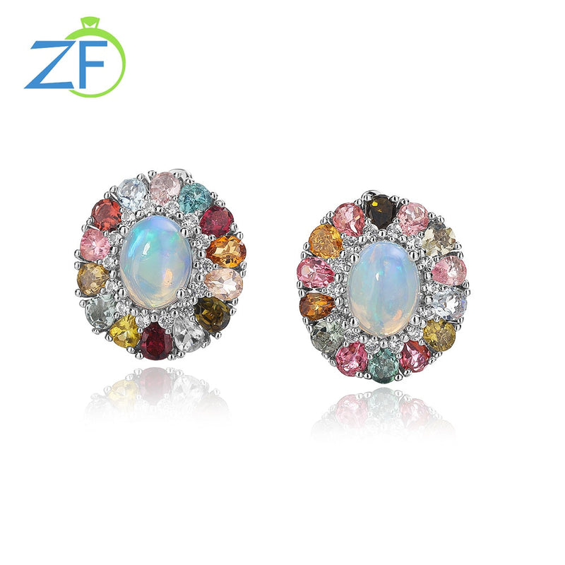 Opal Flower - Sterling Earrings