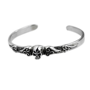 Gothic Silver 925 Skull Cuff Bangle