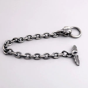 Handmade 925 Silver Skull Mens Bracelet