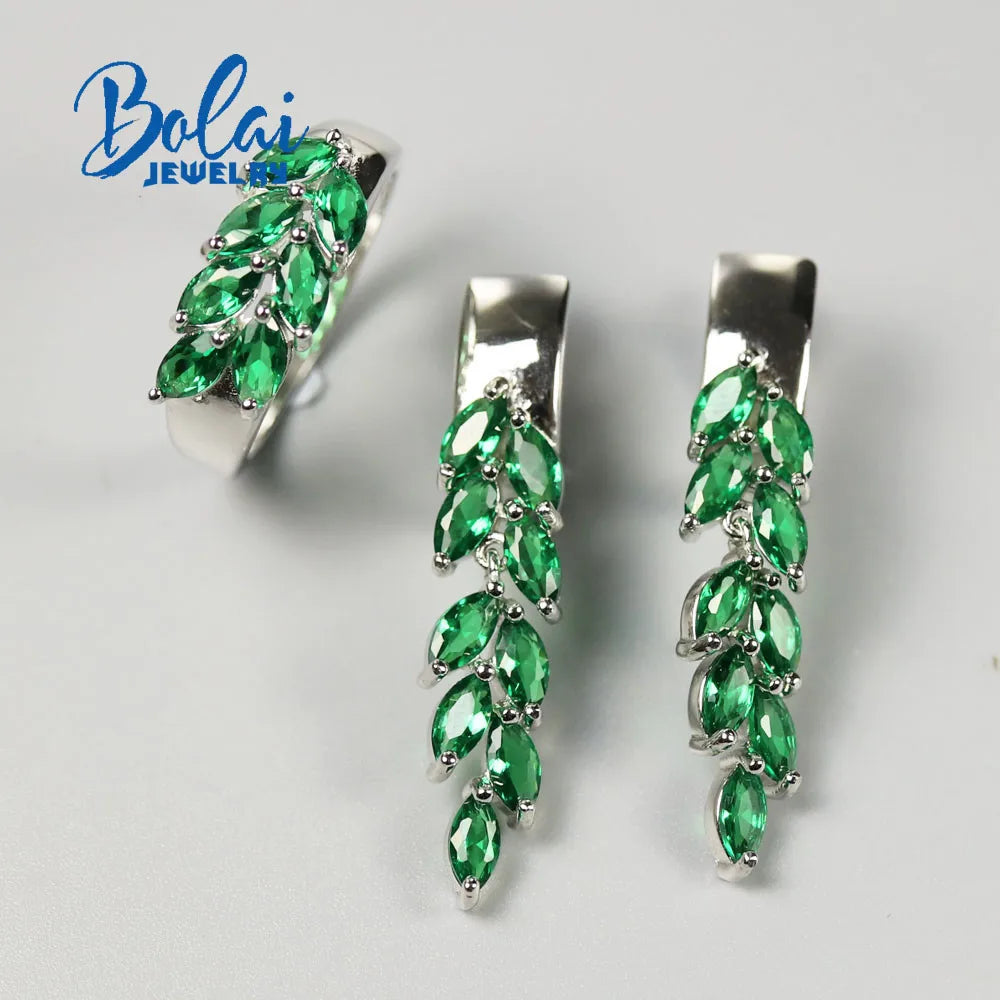 Emerald (925 sterling silver) Jewelry Set