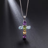 Multicolor Amethyst/Topaz (925 Sterling) Cross Necklace (USA)