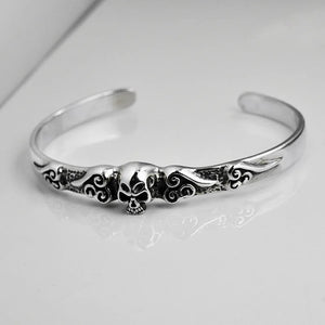 Gothic Silver 925 Skull Cuff Bangle