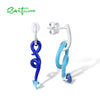 Blue Spiral Twist (925 Sterling Silver) Earrings