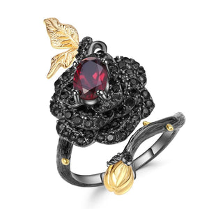 Rose Flower Garnet Ring USA