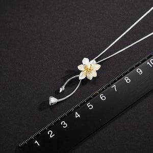 Lotus Flower - Sterling Necklace