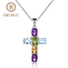 Multicolor Amethyst/Topaz (925 Sterling) Cross Necklace (USA)