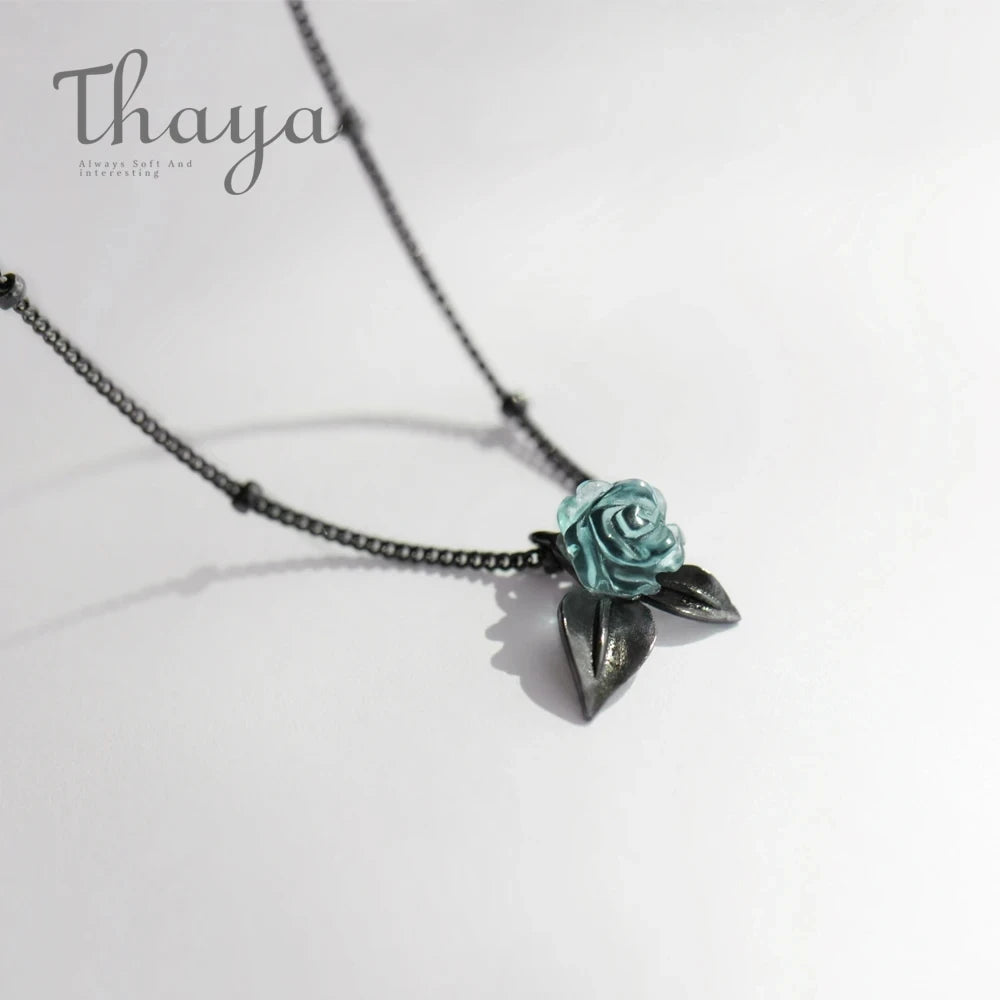 Blue Rose Necklace