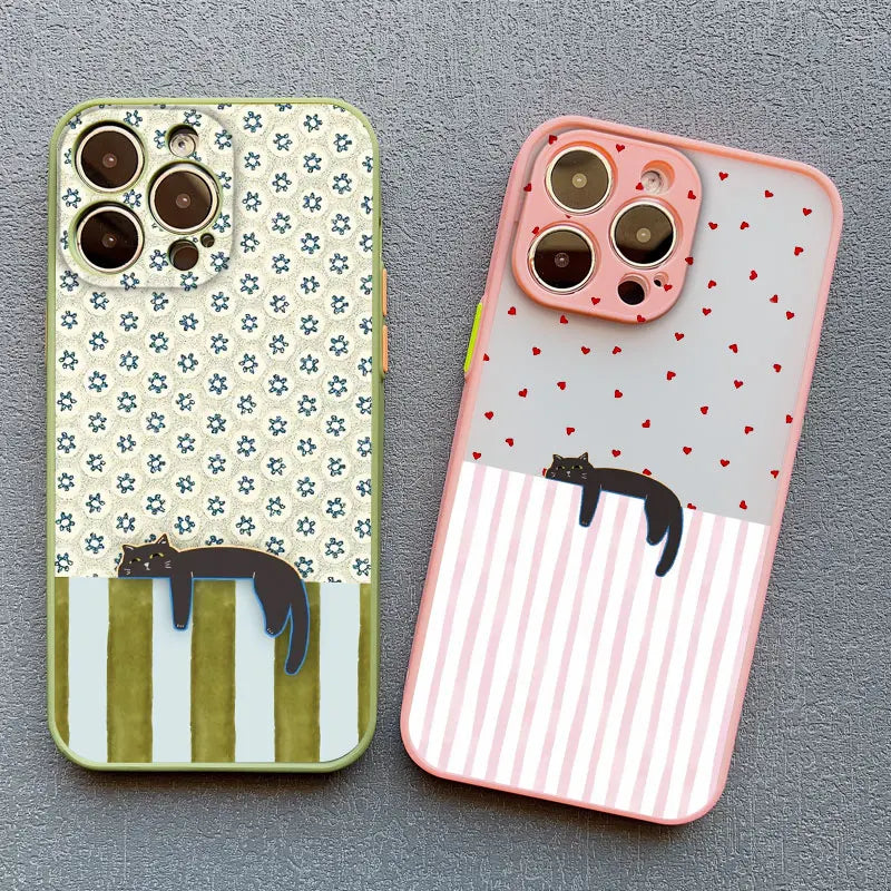 Black Cat (Artistic/Striped) Phone Cases