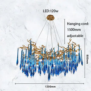 Classic Blue/Gold Lustre Chandelier