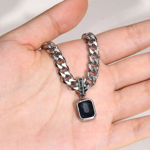Cuban (Blue Stone) Stainless Necklace