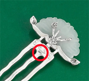 Jade Flower (S925 Sterling) Hair Stick Comb