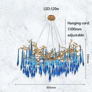 Classic Blue/Gold Lustre Chandelier