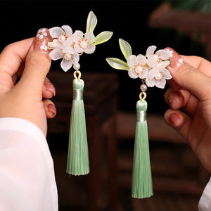 Flower Tassel (Oriental) Hair Clips