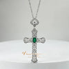 Emerald (925 Sterling) Diamond Cross Necklace