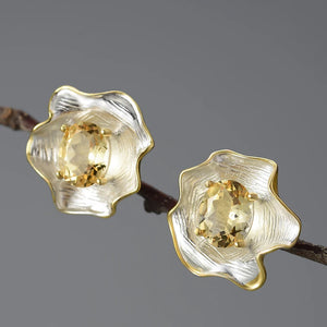 Curled Leaf Natural Topaz - Earrings (Sterling)