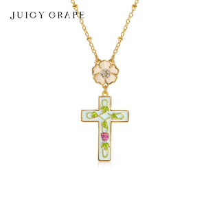 Grape Vine Cross Necklace
